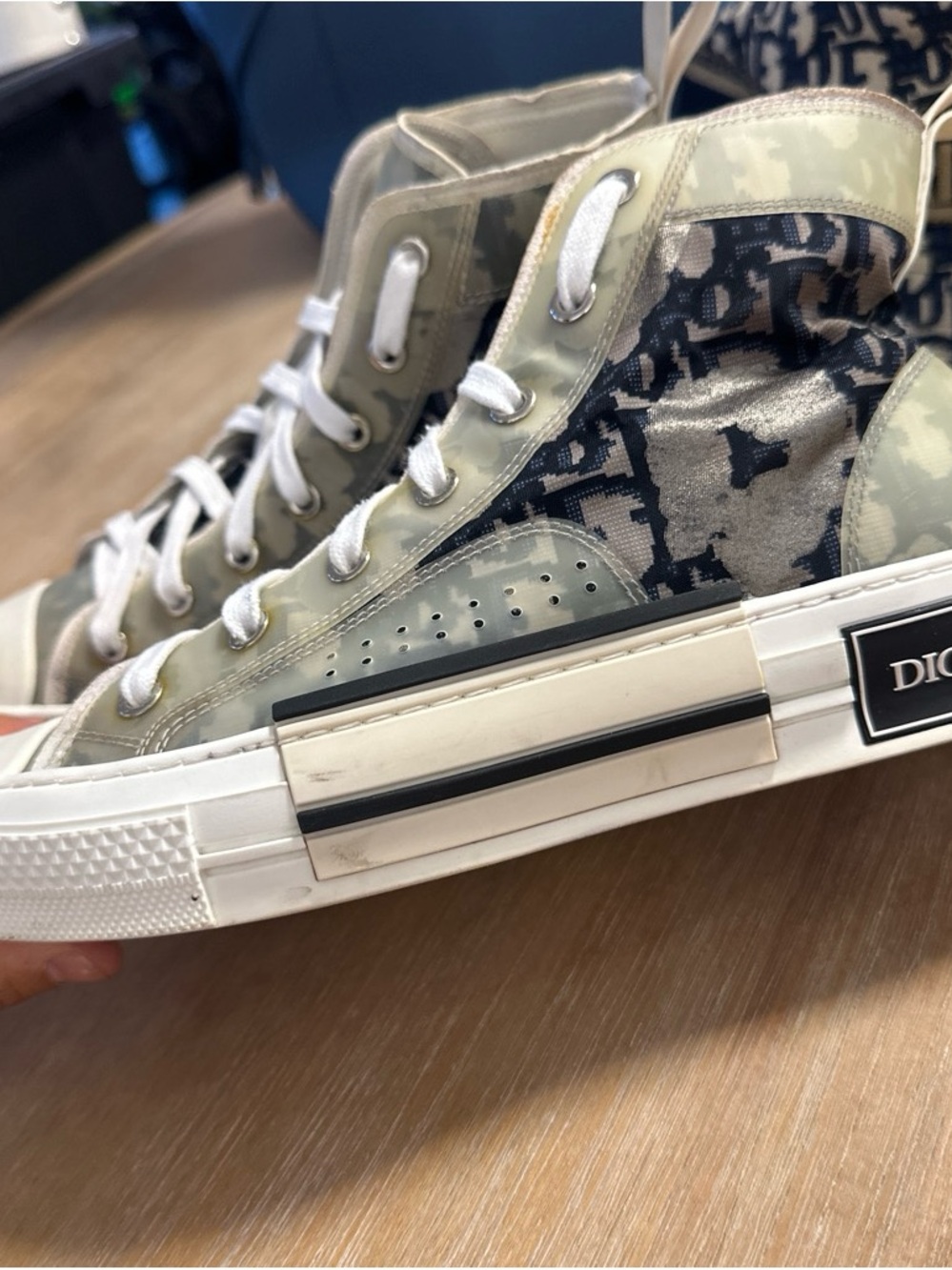 Dior Olive Camo & Black Monogram High-Top Sneakers